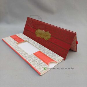 Luxury Red & White Wedding Invitation Card with Window Sleeve