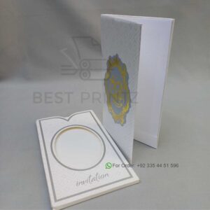 Luxury Grey Geometric Wedding Invitation with Gold Foil Emblem