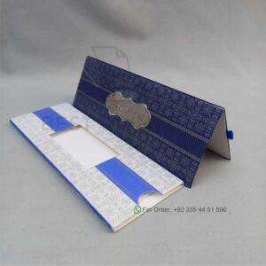 Royal Blue Floral Pattern Wedding Invitation with Ribbon Pull