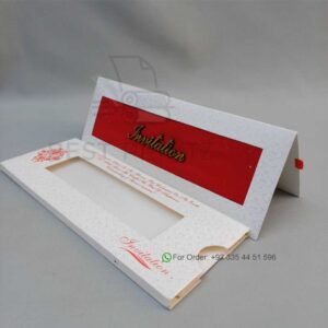 Luxury Red & White Wedding Invitation Card with Window Sleeve