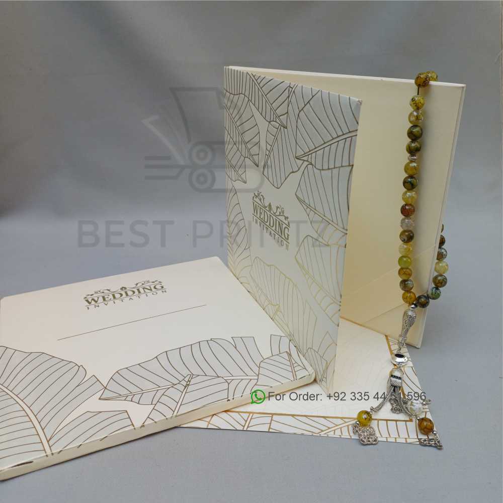 Premium Cream Tropical Leaf Wedding Invitation Premium Cream Tropical Leaf Wedding Invitation