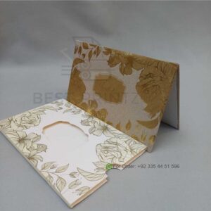 Gold Floral Embossed Wedding Invitation with Die-Cut Envelope
