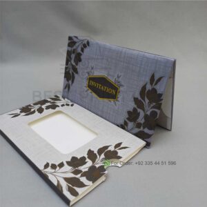 Modern Grey Textured Wedding Invitation with Floral Print