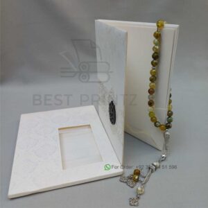 Elegant Ivory Damask Wedding Card with Gold Foil & Calligraphy