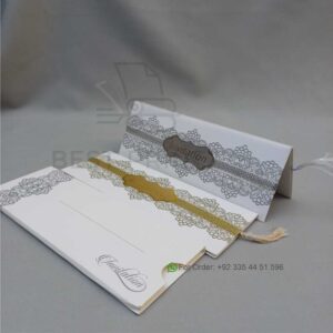 Luxury Lace Pattern Wedding Invitation with Gold & Silver Foil