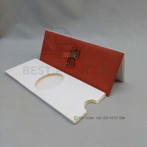 Luxury Red Damask Wedding Invitation with Gold Calligraphy