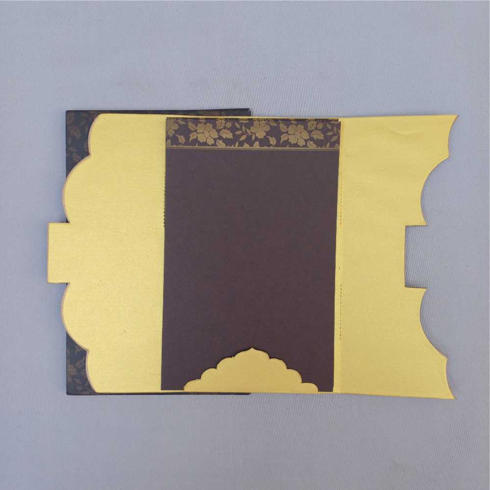 Luxury Laser-Cut Wooden Texture Wedding Invitation with Gold Insert Luxury Laser-Cut Wooden Texture Wedding Invitation with Gold Insert