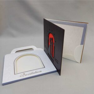 Luxury Laser-Cut Couple Silhouette Wedding Invitation with Handle Sleeve