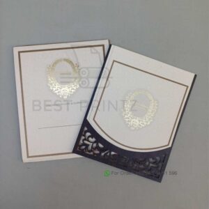 Luxury Laser-Cut Wedding Invitation with Gold Foil Emblem