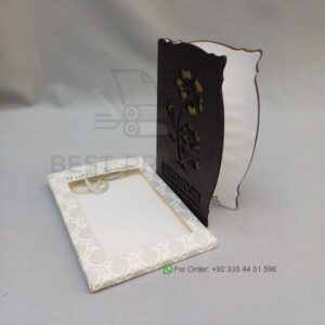 Luxury Wooden Texture Wedding Invitation with Laser-Cut Floral Design