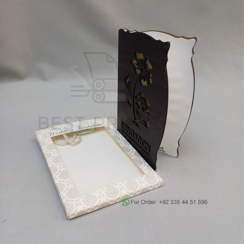 Luxury Wooden Texture Wedding Invitation with Laser-Cut Floral Design Luxury Wooden Texture Wedding Invitation with Laser-Cut Floral Design
