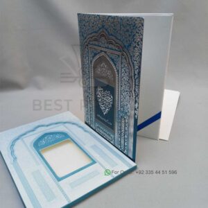 Royal Blue & Silver Mughal Arch Wedding Invitation with Window